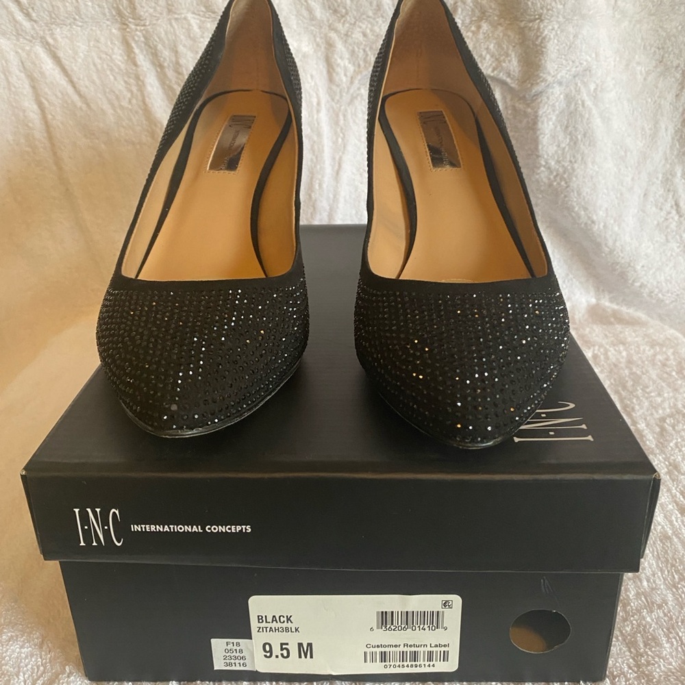 INC International Concepts Black Rhinestone Heels